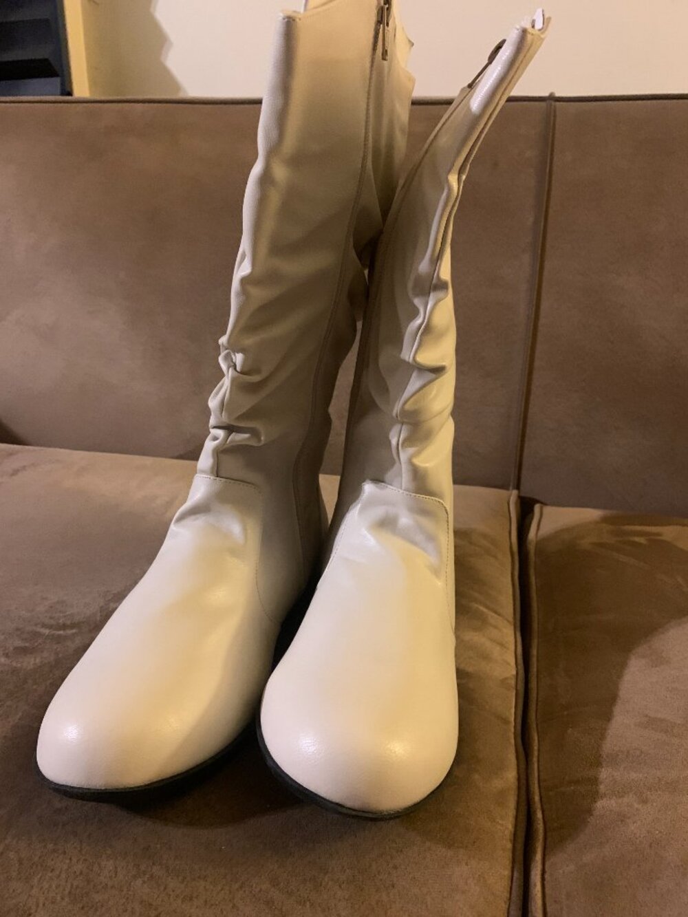 Comfortview Slouch Mid Calf Boots Winter White Flat Wide Width Size 10.5W NIB - Picture 9 of 9